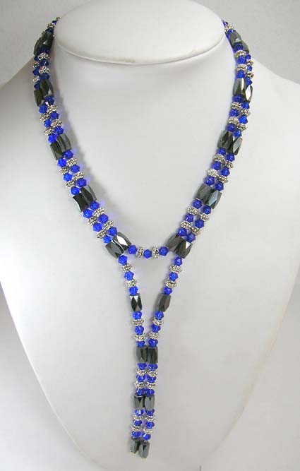Holiday magnetic hematite jewelry shopping at wholesale price, magnetic wrap features dark blue rhinestone and Bali beads